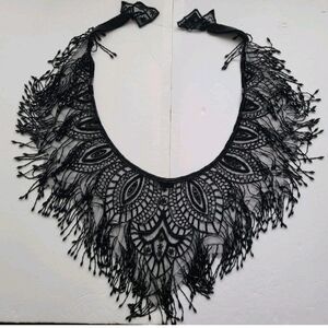 Charter Classic Black Lace Fringe Shawl Collar
